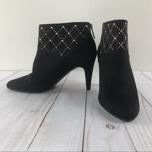 Impo Shoes - Impo suede black booties silver stud crisscross